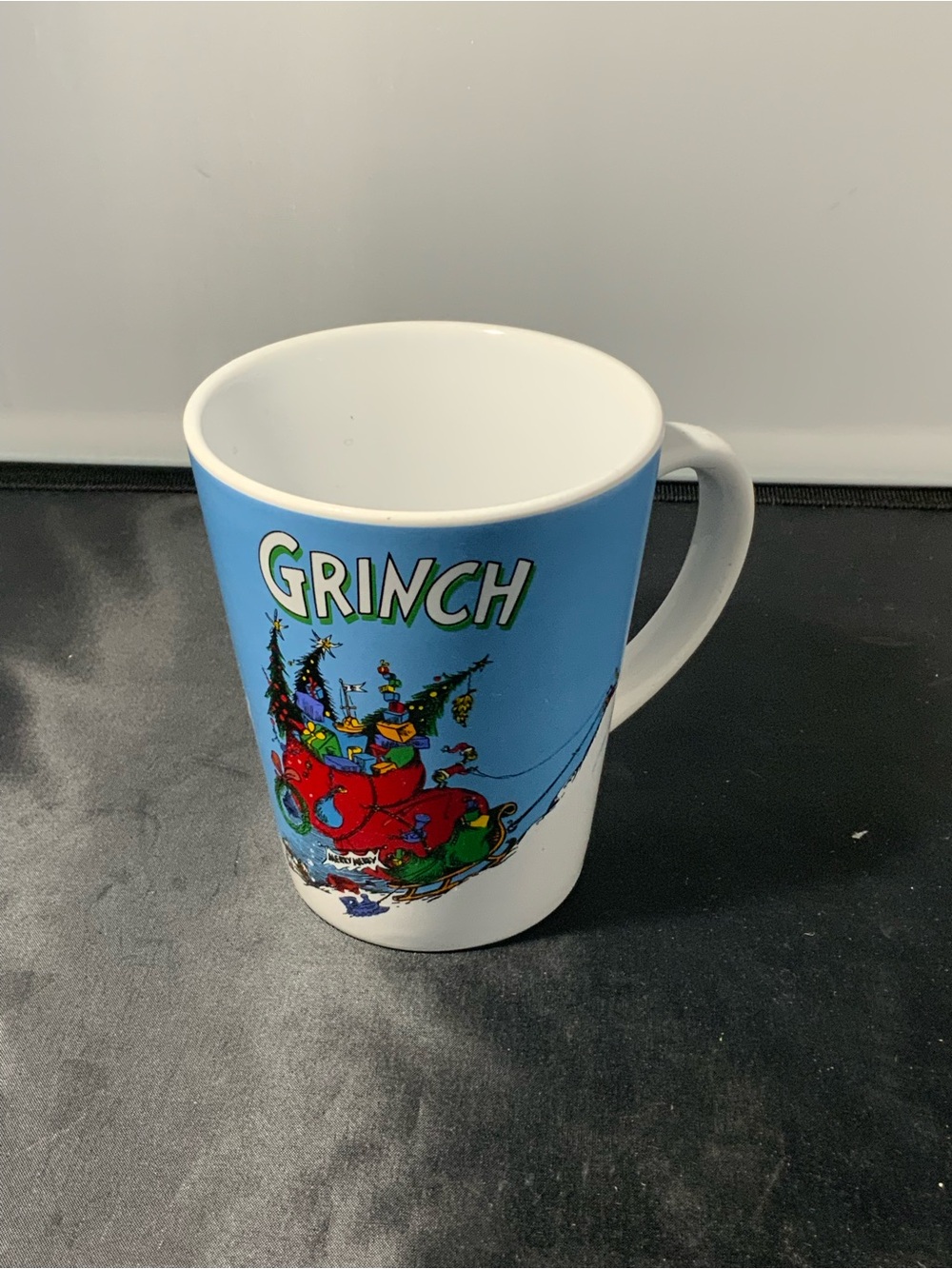 Dr. Seuss Grinch Blue and Red Holiday Ceramic Mug